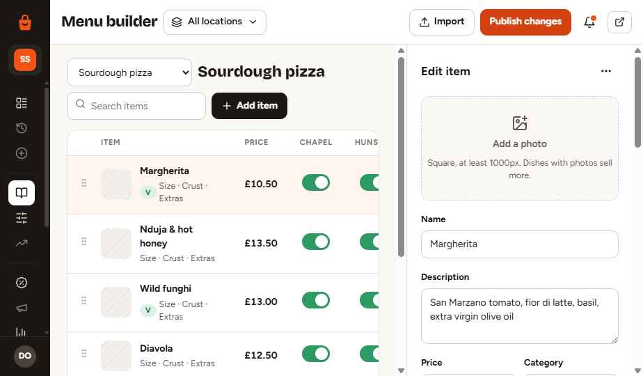 Menu builder