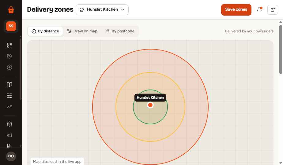 Delivery zones